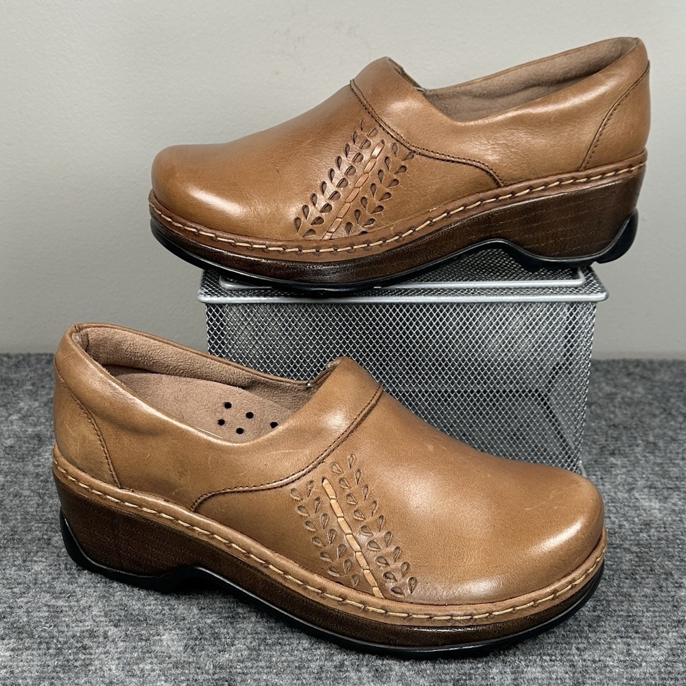 Klogs Tan Leather Boho Comfort Clogs Women's 7 Slip On Slip Resistant Shoes